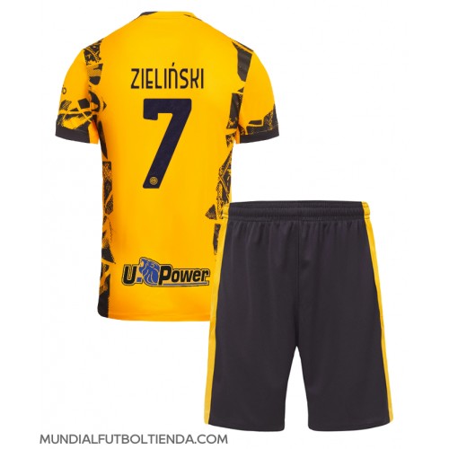 Camiseta Inter Milan Piotr Zielinski #7 Tercera Equipación Replica 2024-25 para niños mangas cortas (+ Pantalones cortos)